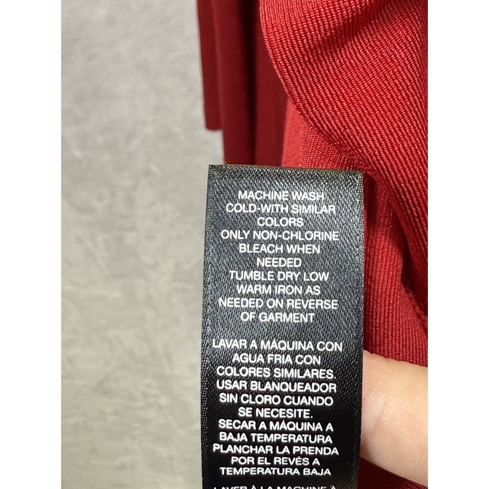 Chico's Travelers Cardigan Size 1 Slinky Knit Red Pleated Collar Open Front 8-10 - Picture 5 of 8